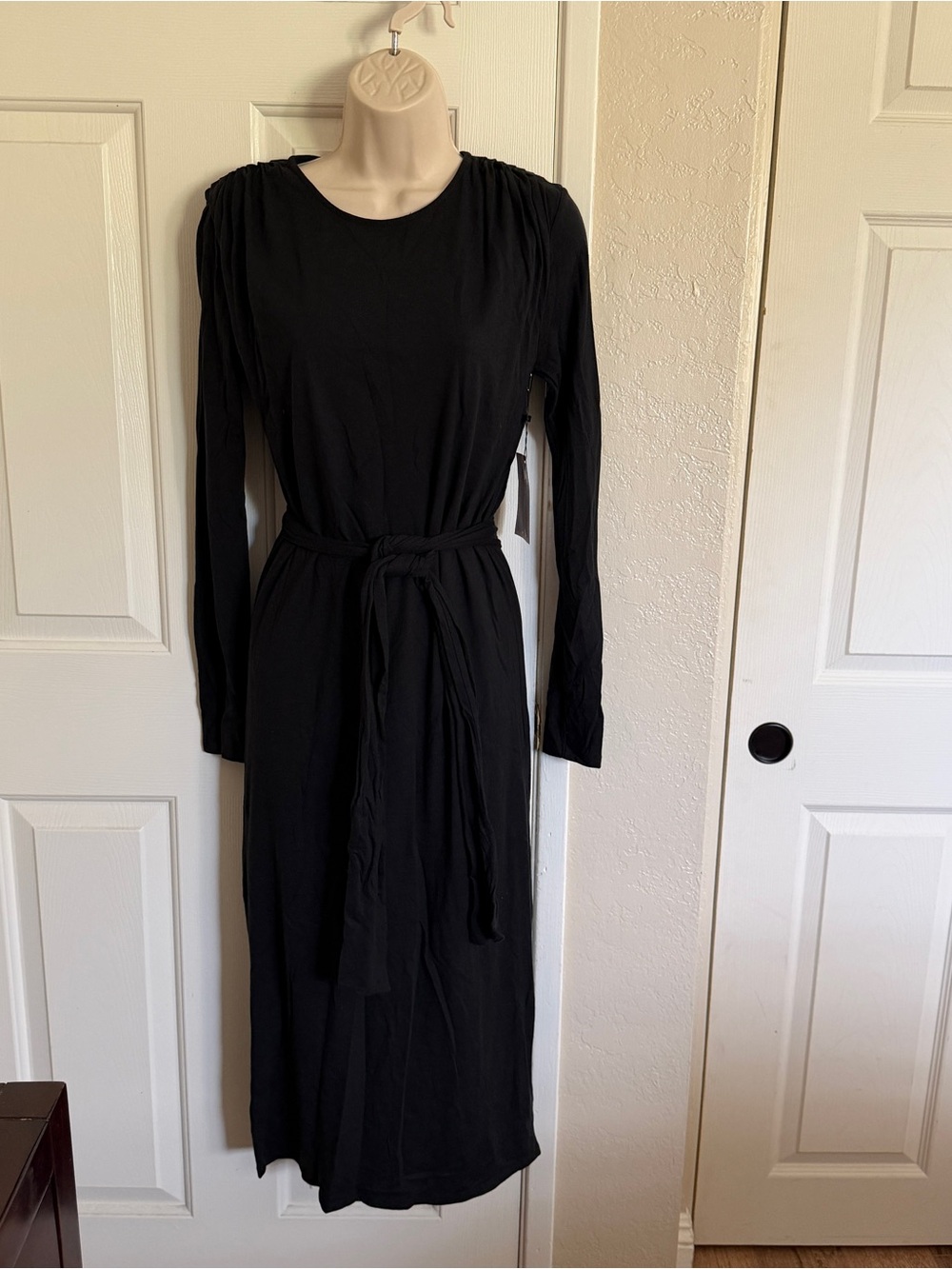 NWOT$148 Nation LTD Marceline Long Sleeve Midi Dress, Black, S, Small.